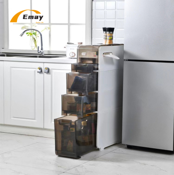 Narrow White Bathroom Corner Cabinet: Multi-Tier Rolling Plastic Storage Cart