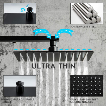 Black Shower Fixtures Wall Faucet Bathroom Mixer Tap