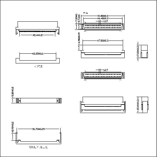 1.27mm Series Pin Type 68P Plug Connector For 0.635mm Flat Ribbon Cable HPDBI-M668PRX