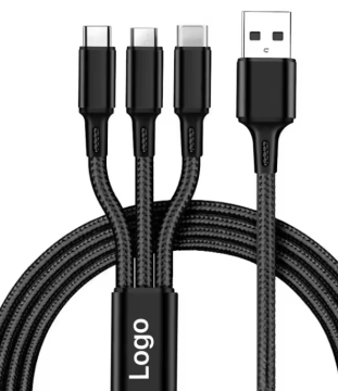 3-in-1 100W C-Type USB Data Cable - Fast Charging and Multi-Function