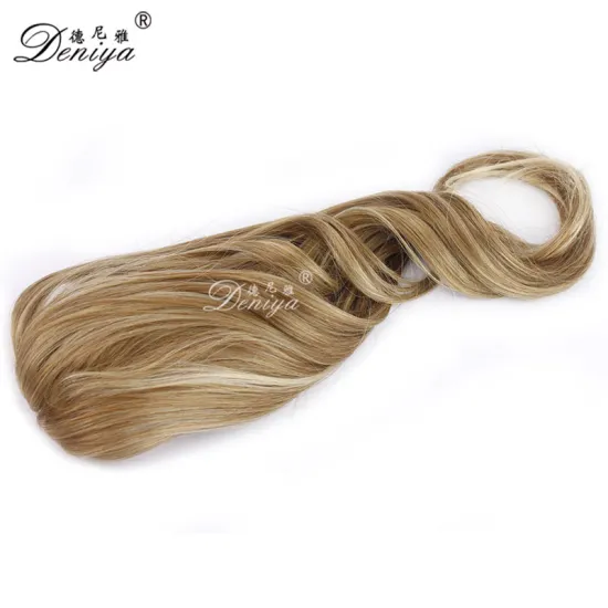 Grade 7A high quality long curly snap on claw clip ponytail hairpieces