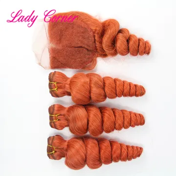 Ombre color hair weave virgin hair lace closure frontal red human hair weave