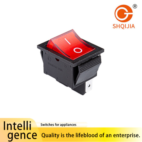 Interruptor basculante rojo con base negra R11-211