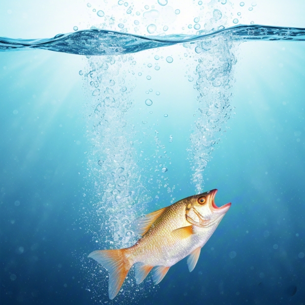 Dissolved oxygen provides fish with breathing Dissolved oxygen provides fish with breathing