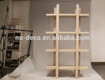 Wooden hollow board 4 layer book shelf
