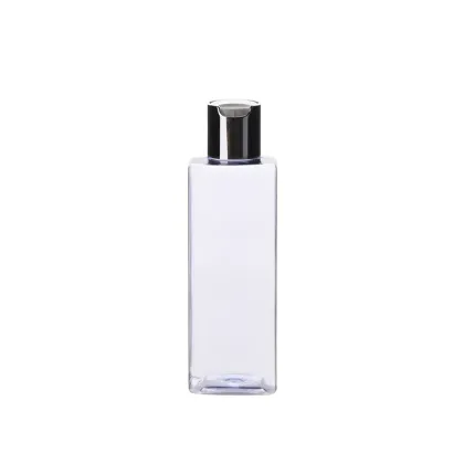professional manufacturers plastic square clear pet lotion bottle 100 ml 80 ml 60 ml 50 ml 30 ml with aluminum disc top cap lid