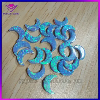 Lab Created Half Moon Beads Blue Synthetic Opal Stone Manufacturers Gemstone