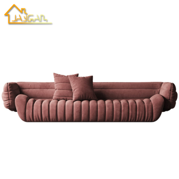 Nordic High-End Blush Pink Velvet 3 Seater Sofa with Recliner and Sleeper