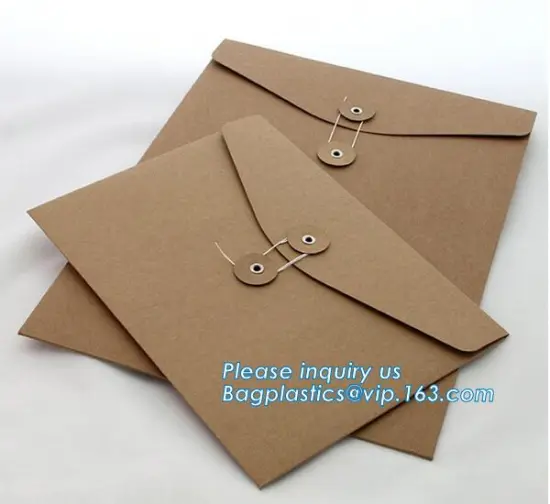 Handmade Paper Envelope, Packaging customize black cardboard paper envelope with logo, A4.A5.Brown Kraft Paper Envelop with stri