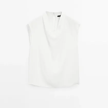 Women's flowing pleated collar vest