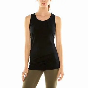 Black Sleeveless Yoga Wear, Made of 94% Supplex Nylon, 16% Spandex, Allows-free Movement