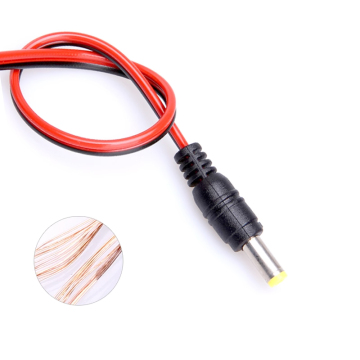 12V-24V Male Cable Pure Copper Core DC Power Cable for Surveillance Cameras (Red and Black)