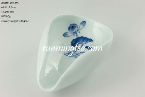 Blue & White Porcelain "Lotus Painting" Tea Presentation Vessel Cha He