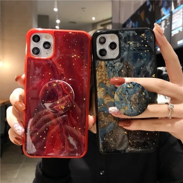 Gold Foil Marble Phone Case لـ iPhone 11 Pro X XS Max XR 8 7 6 Plus مع Bracket
