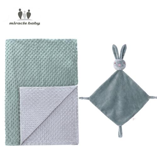Comfortable and Soft Baby Blanket baby minky blanket with rabbit toy Factory