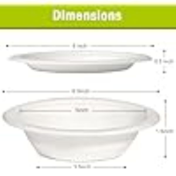Disposable Paper Plates & Bowls - 6 inch, 12 OZ, Compostable, Biodegradable Eco Friendly for Cereals, Dessert, Salad - 100 Pack,