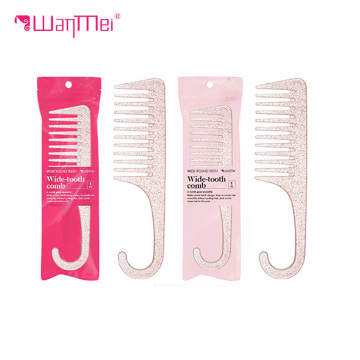 Wanmei Original Design Sparkling Curved Hook Comb with Wavy Big Teeth for Fluffy and Smooth Hair Massage, Includes Colorful Bags (OEM)