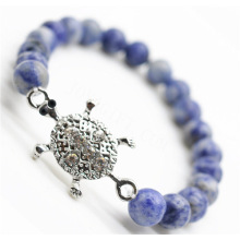 Sodalite Gemstone Bracelet with Diamante alloy tortoise Piece