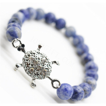 Sodalite Gemstone Bracelet with Diamante alloy tortoise Piece