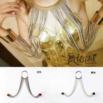 Singer Tassels Metal Necklace One-Piece Body Chain With Hand Chain