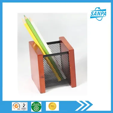 China Supplier Hot sale Wooden Mesh Pen Holder/Pencil Holder/Pen Stand