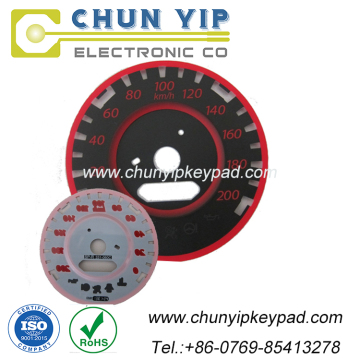3D digital speedometer and milometer face membrane overlay keyboard panel