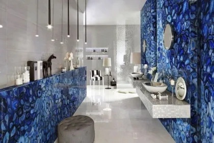 Background Wall Design Blue Agate Panel