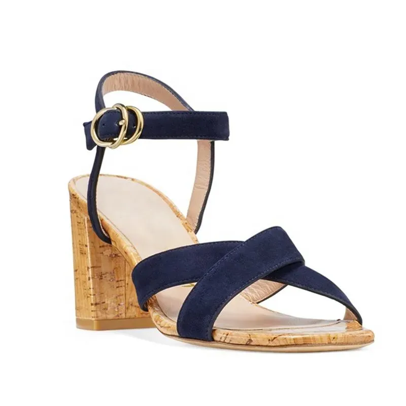 Chunky Heel Sandals with Ankle Strap