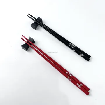 Premium Dragonfly Print Wood Chopsticks Set with Rest Holder