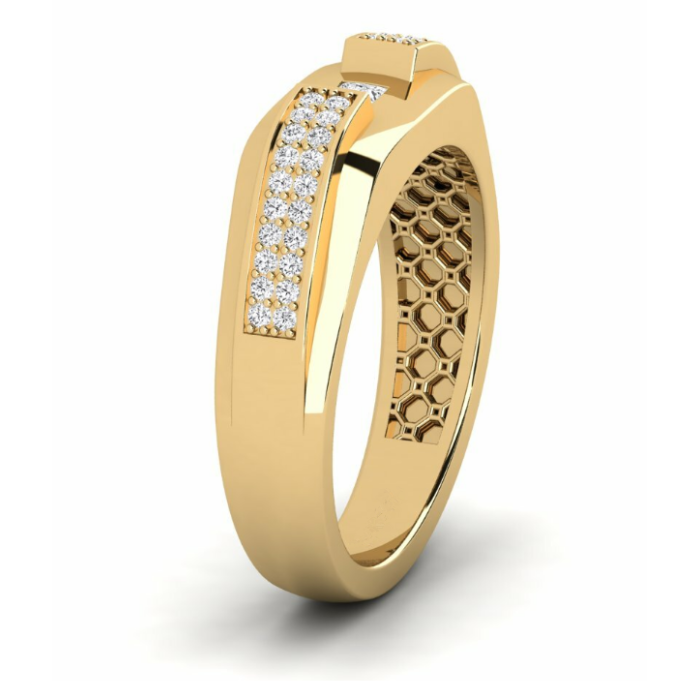 Cincin Emas Lelaki 14K Lab-Grown Elegant