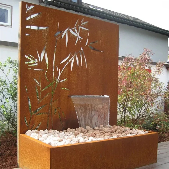 Weathering steel water feature