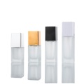 Frosted Glass Foundation Square Empty Bottle