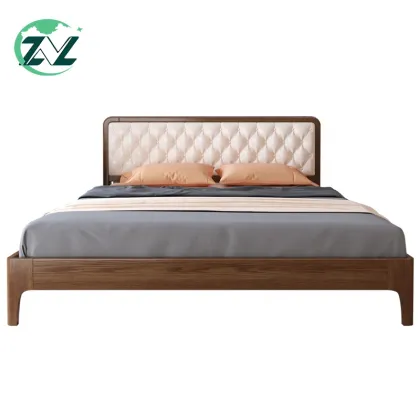 Sleeping Room Furniture Simple Structure Soft Wooden Bed