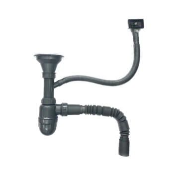 Stainless Steel Polished Kitchen Sink Drainer with 3 Inch Plastic Siphon