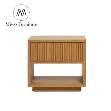Modern Solid Wood Nightstand with Drawer - Customizable Nordic Bedroom Cabinet