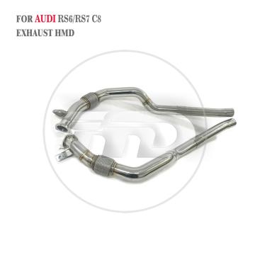 HMD High Quality Resonant Tube For AUDI RS6 RS7 C8 Front Pipes Exhaust System