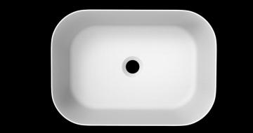 Rectangle solid surface white countertop basin