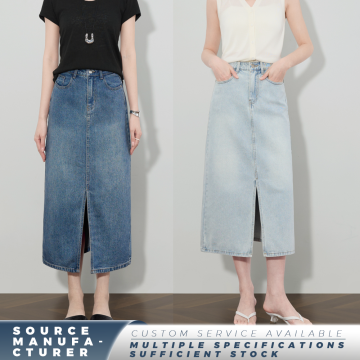 Slim Fit Denim Skirt with Button Closure