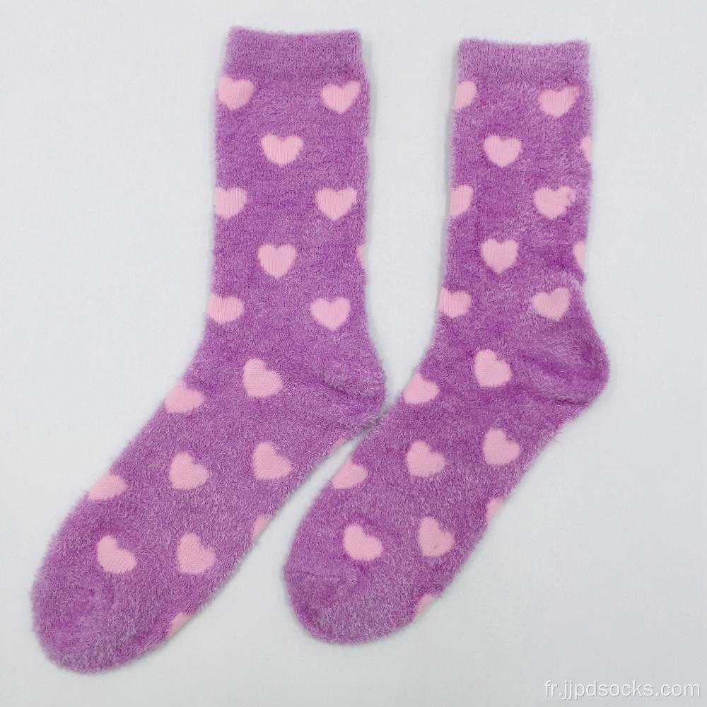 Chaussettes de chaleur violette en fil pour plumes