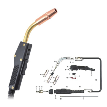 UWELD CE Certified 350A CO2 Cooled MIG Welding Torch