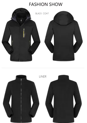 Windproof Custom Logo Hoodie Fleece Lining Jacket for Men - Winter Sports