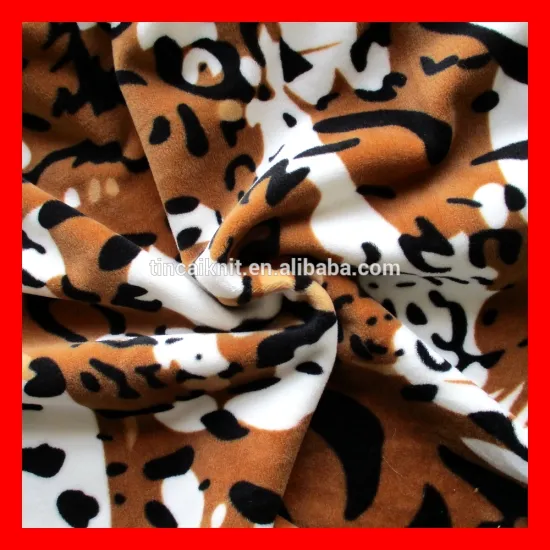 Knitted 80/20 Printed CVC Velour Fabric