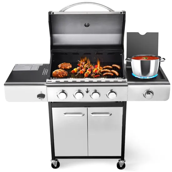 Propane BBQ Gas Grill with Foldable Side Tables Perfect for Camping Outdoor Cooking Patio  Garden Barbecue Grill