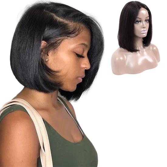Wholesale Factory Price Short Straight Lace front Wig,Brazilian Human Hair Bob Wigs For Black Women