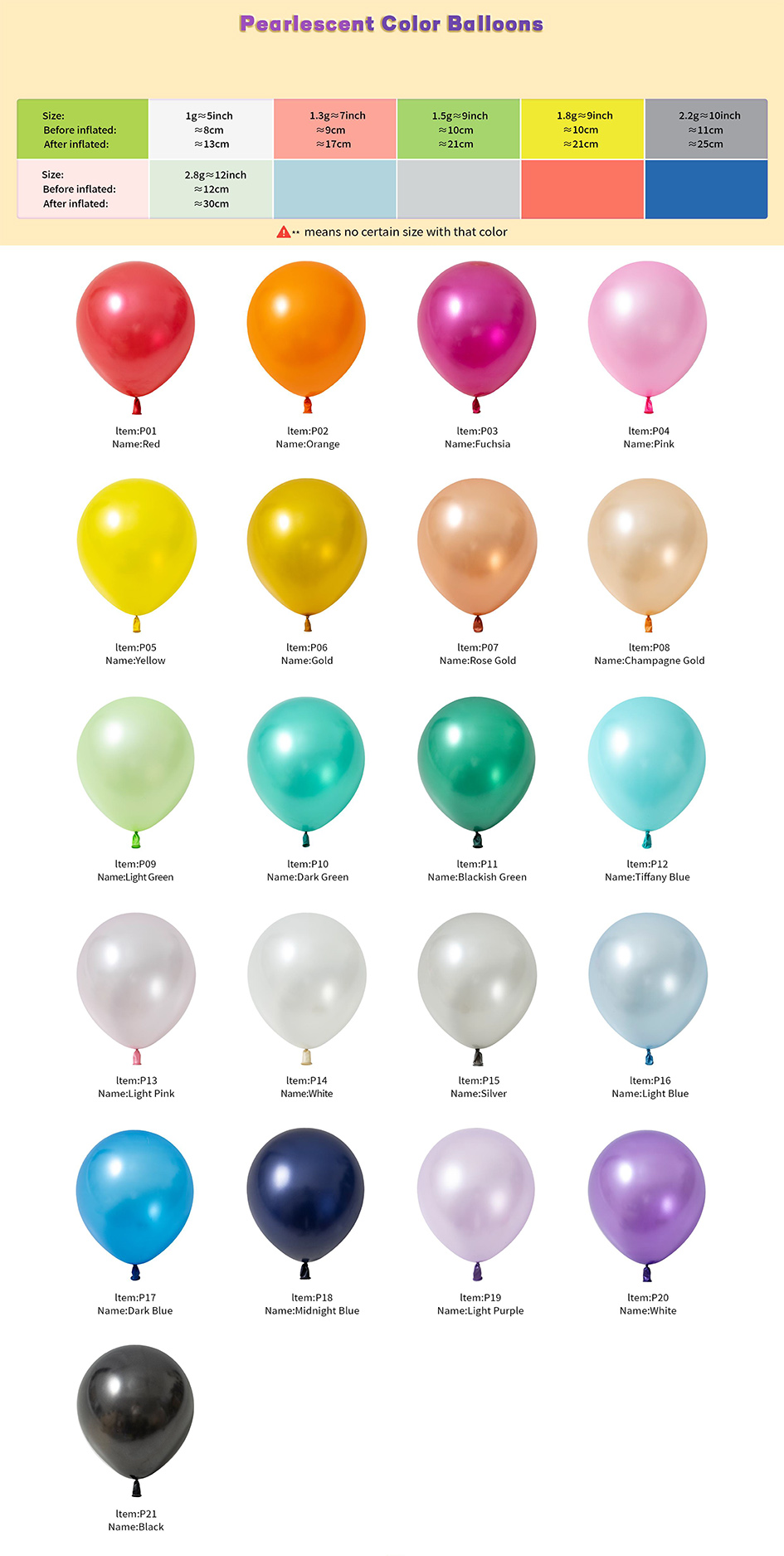 Pearl Balloon colors