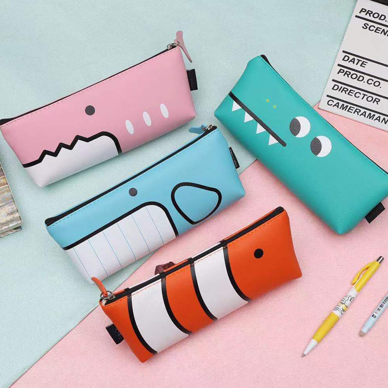 Hot sale custom cartoon animal PU pencil case