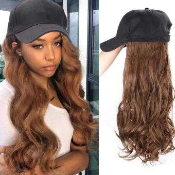 MYZYR  Long Wave Hair Extensions With Black Female Baseball  20 inch synthetic Hat Baseball Hat Wig  270g
