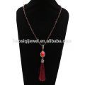 Mais recente garnet red coral longo estilo tassel declaração colar de jóias para as senhoras boa venda