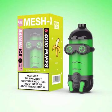 Mesh-X 4000 퍼프 충전식 일회용 vape 650mah