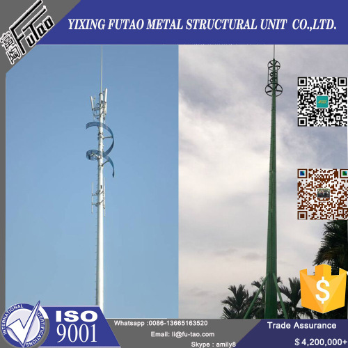 4G Galvanized และทาสี 30M Monopole Tower